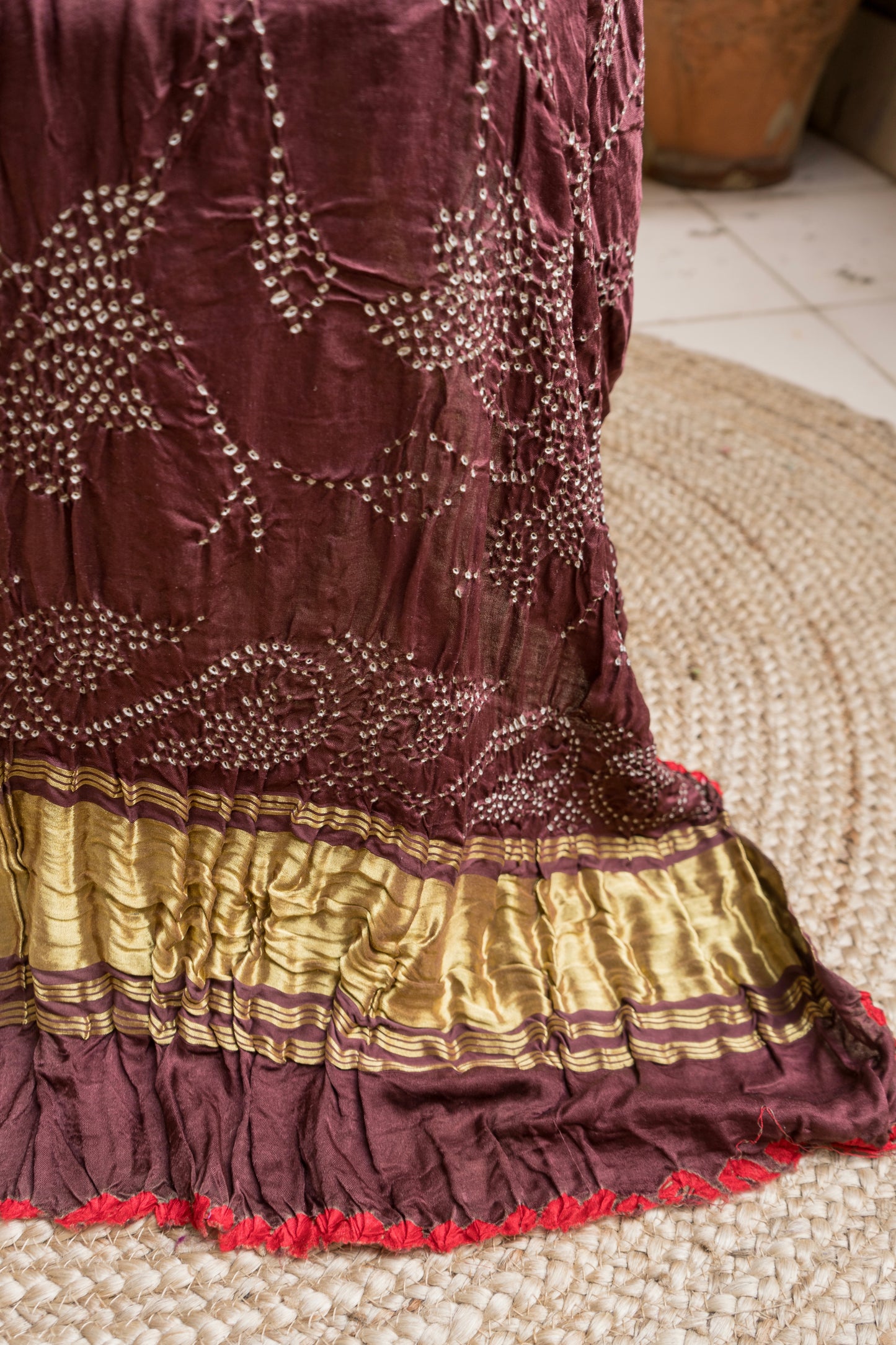 Gajji Rai Dana Dark Brown Bandhej Dupatta