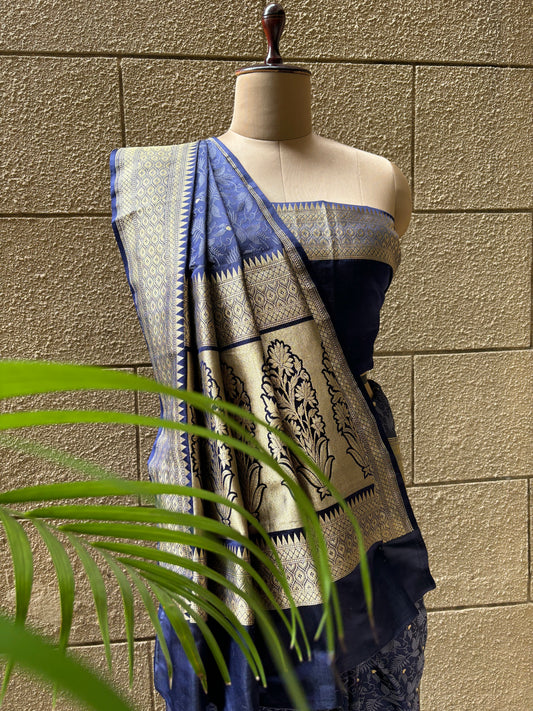 Blue Tanchoi Zari Saree