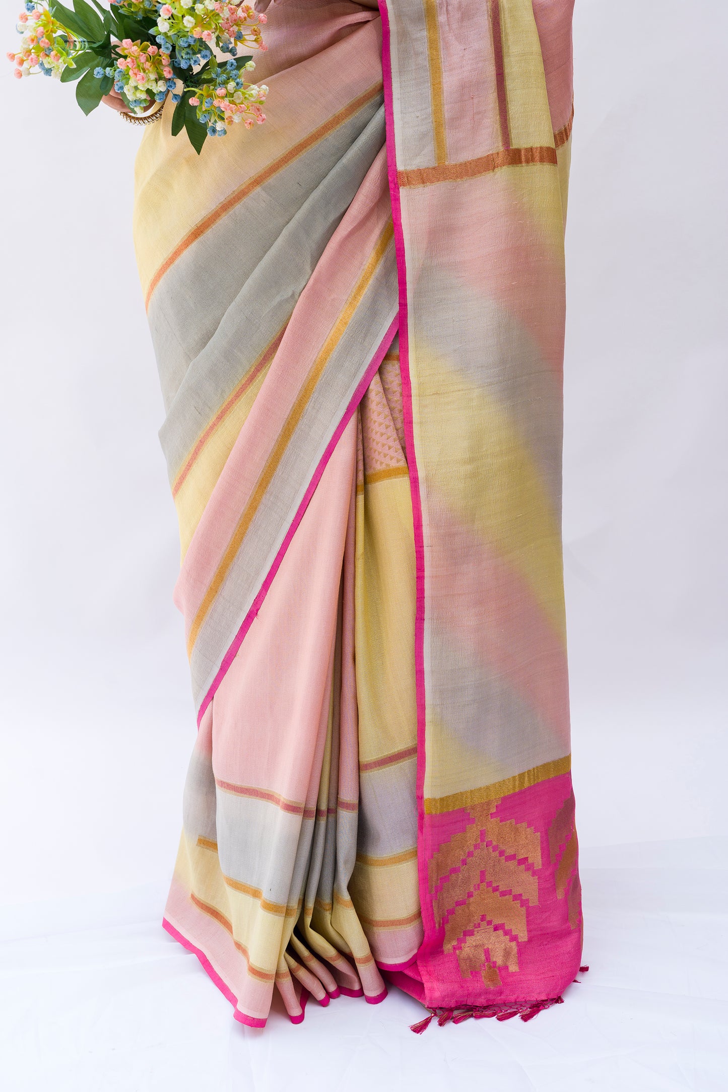 Soft Tusser Multicolour Saree