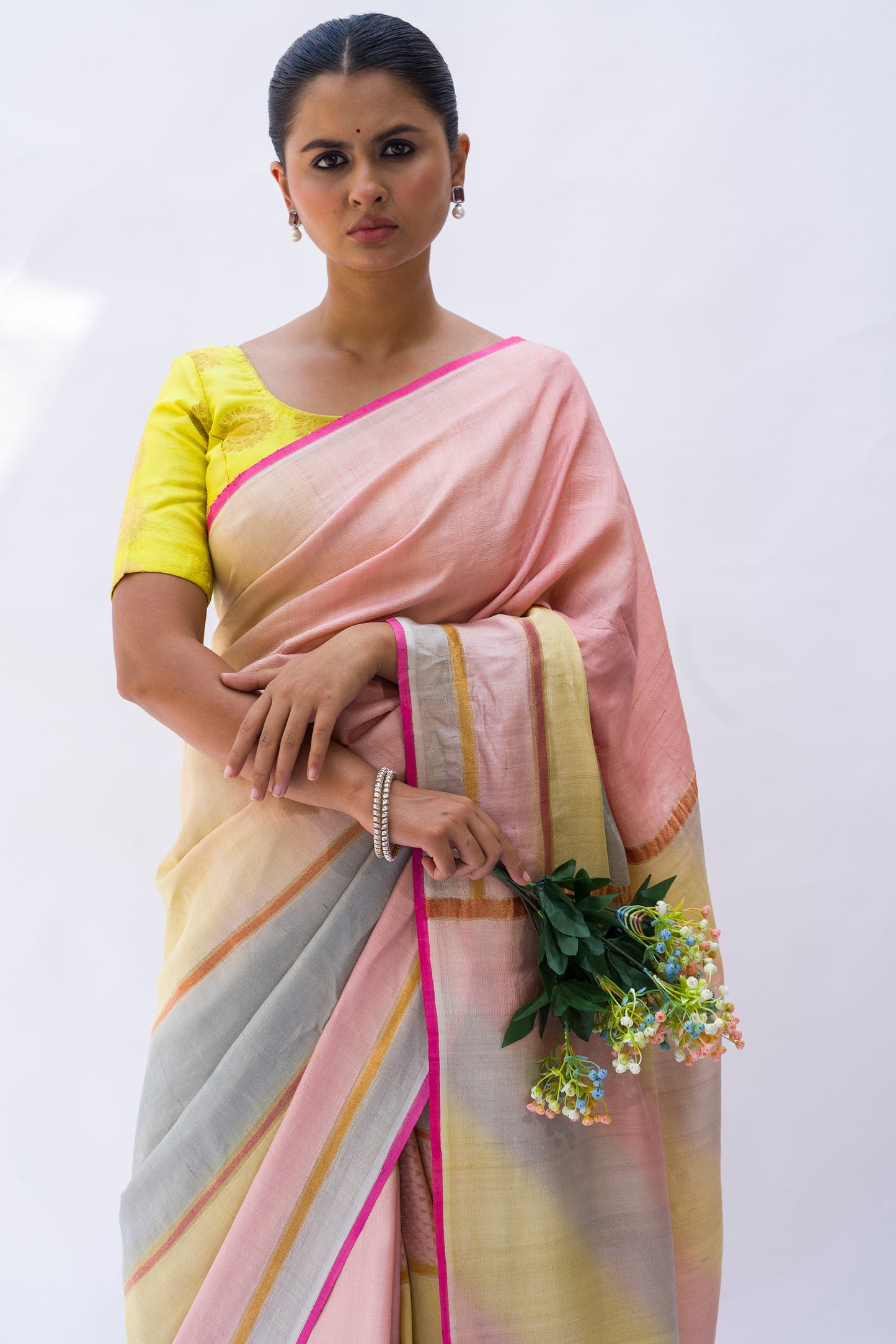 Soft Tusser Multicolour Saree