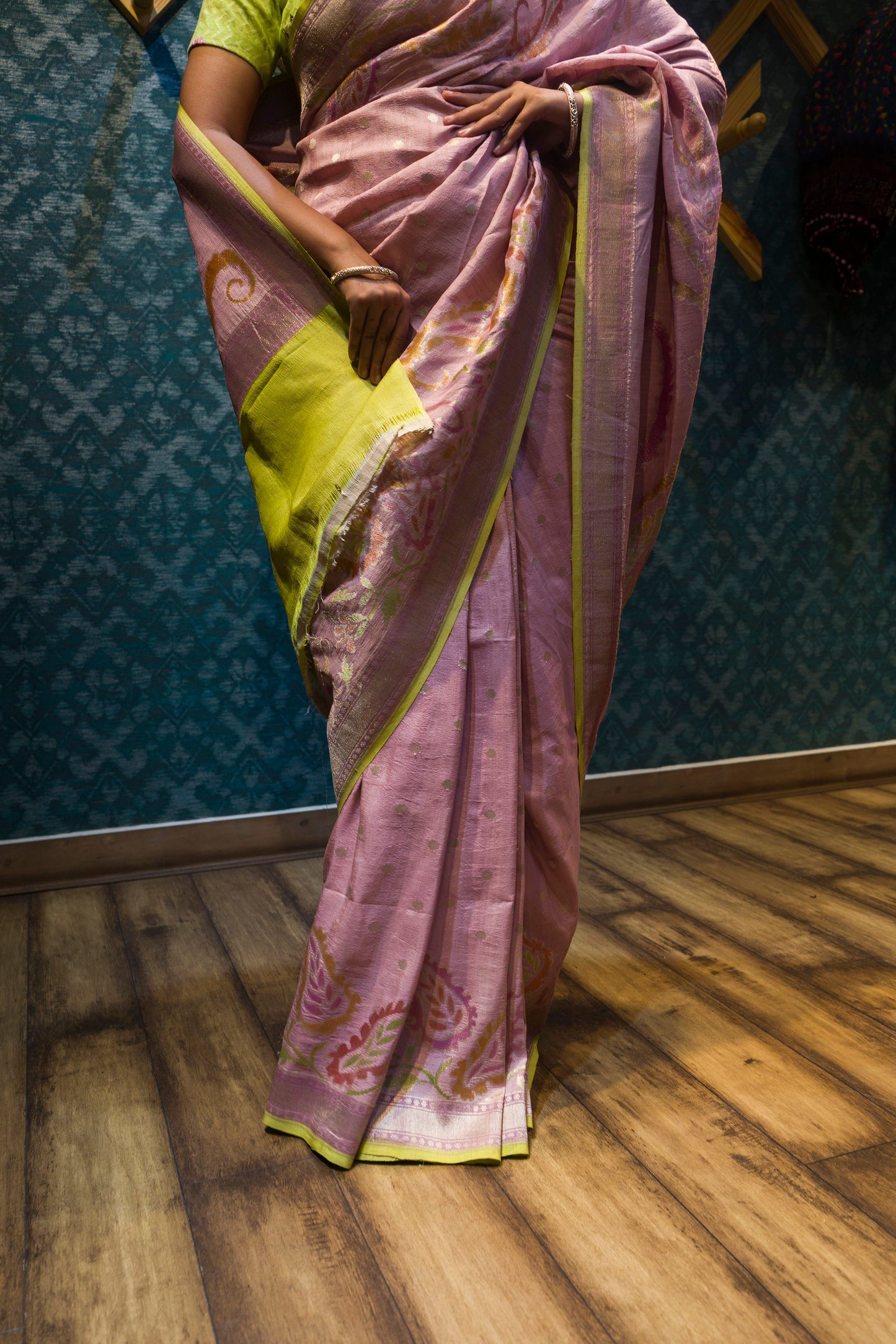 Tusser Patola Pastel Pink Saree