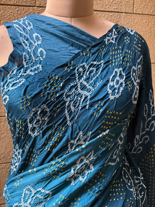 Gajji Rai Dana Indigo Bandhej Saree