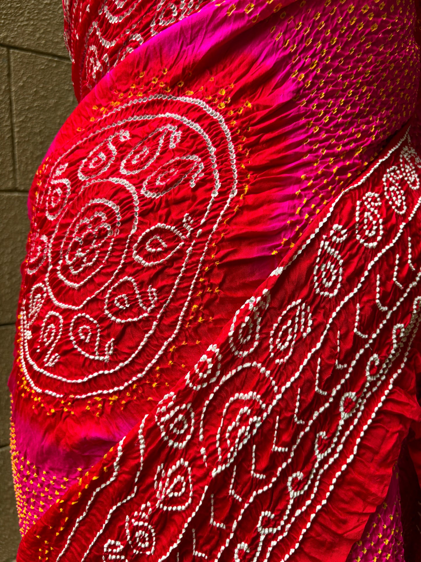 Rani Red Gajji Rai Dana Bandhej Saree