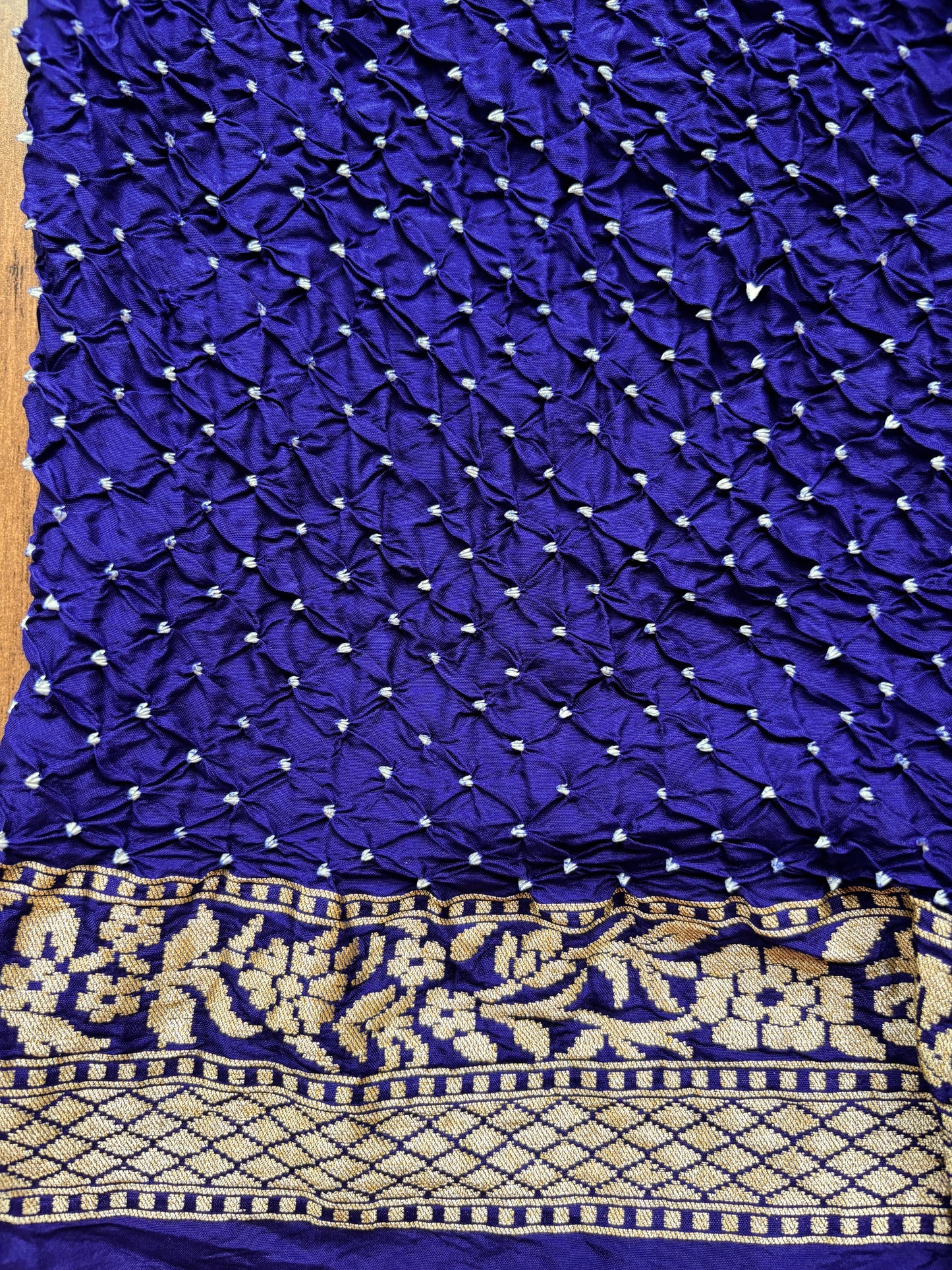 Blue Booti Meenakari Skirt Border Bandhej Saree