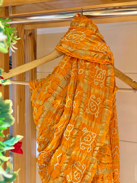 Gajji Gharchola Yellow Bandhani Saree