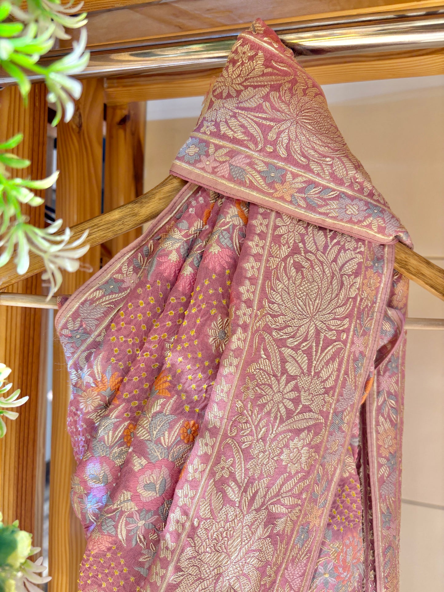 Parsi Jaal Georgette Lilac Bandhej Saree