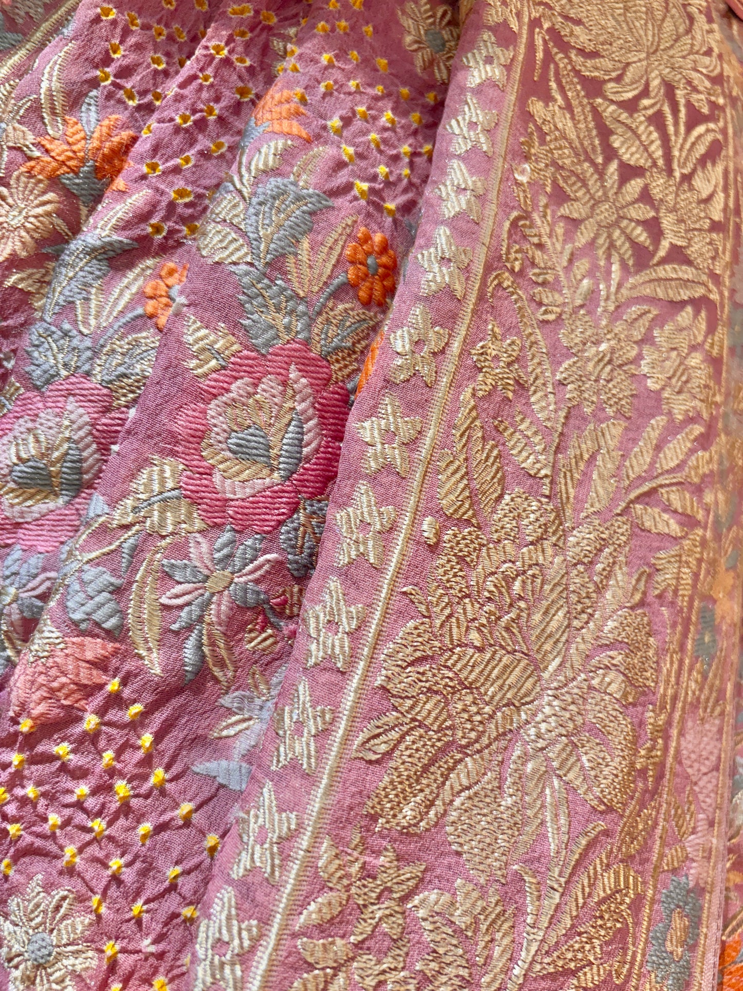 Parsi Jaal Georgette Lilac Bandhej Saree