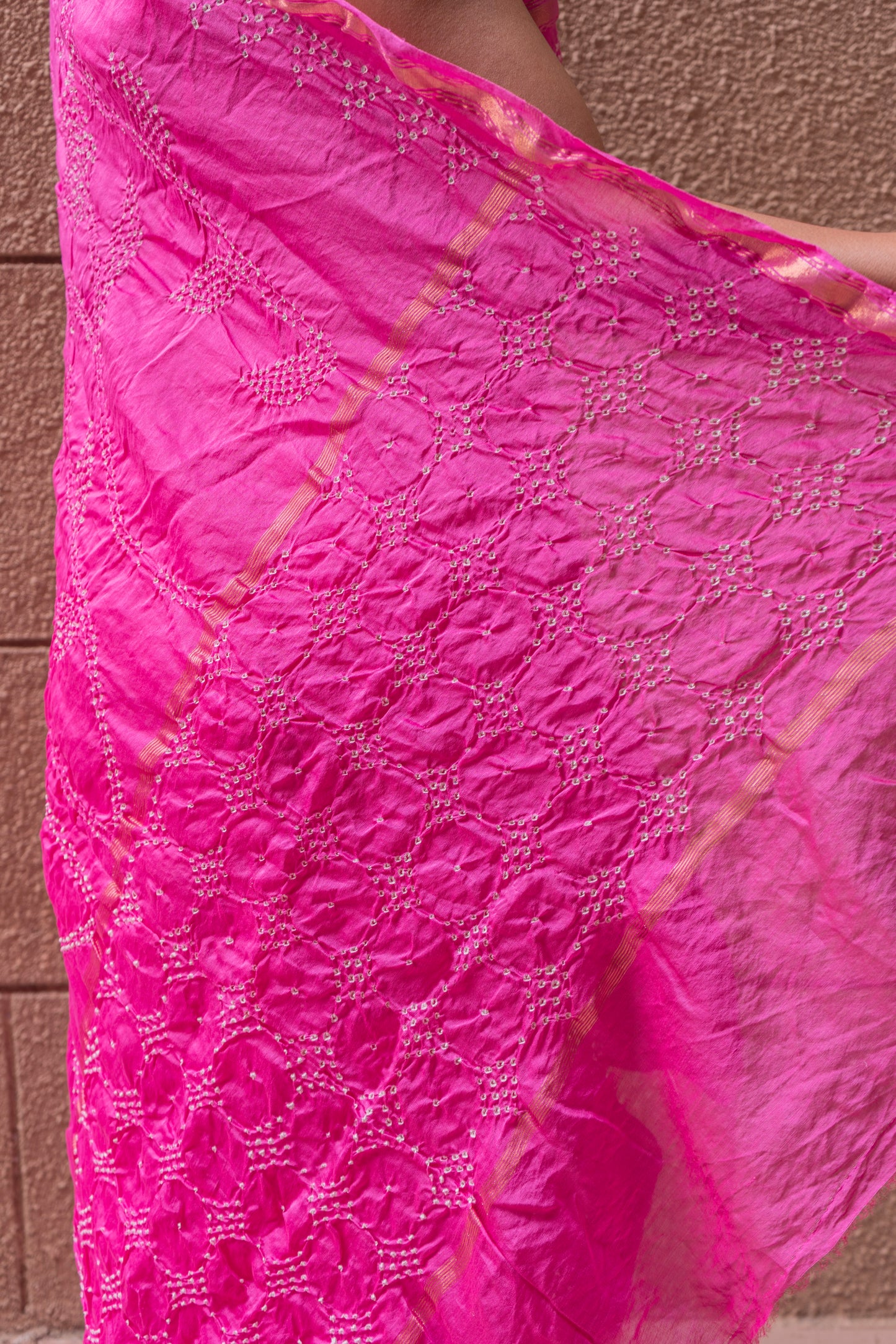 Chanderi Bandhej Pink Saree