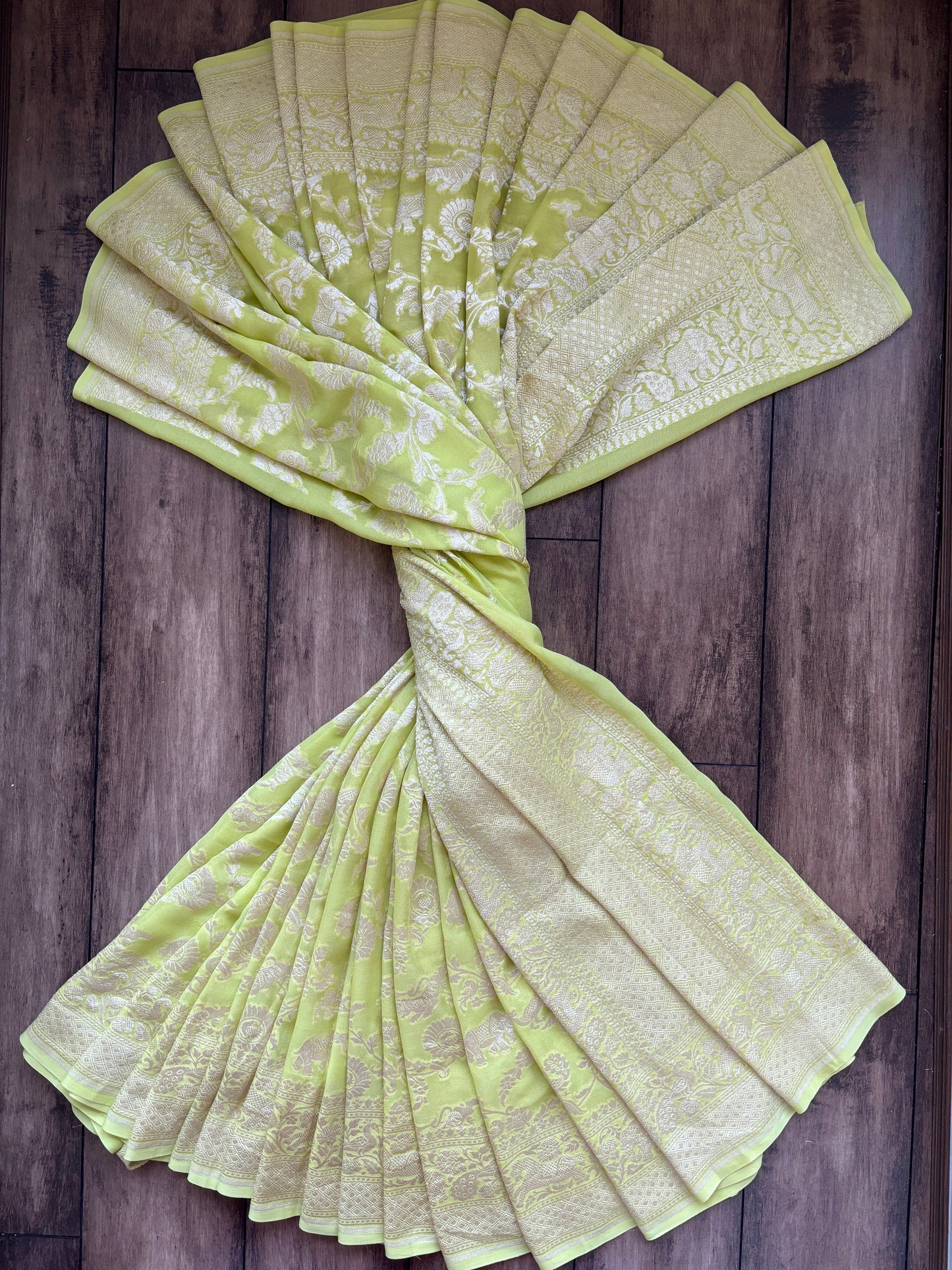 Shikargah Khaddi Neon Green Saree