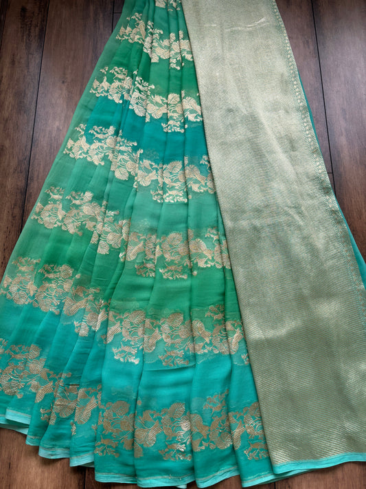 Shaded Shikargah Khaddi Georgette Saree