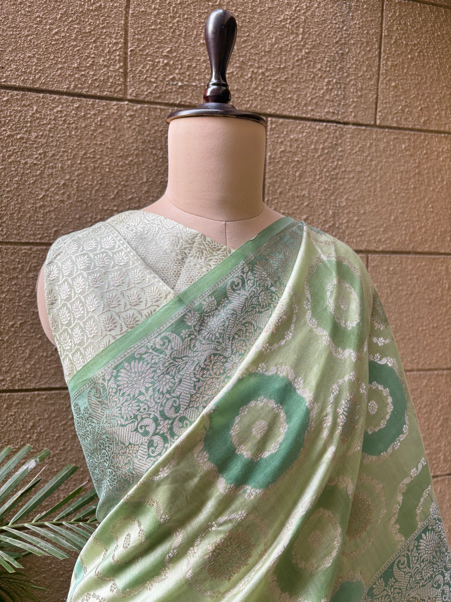 H/L Chiniya Rangkat Saree (Pastel Green)