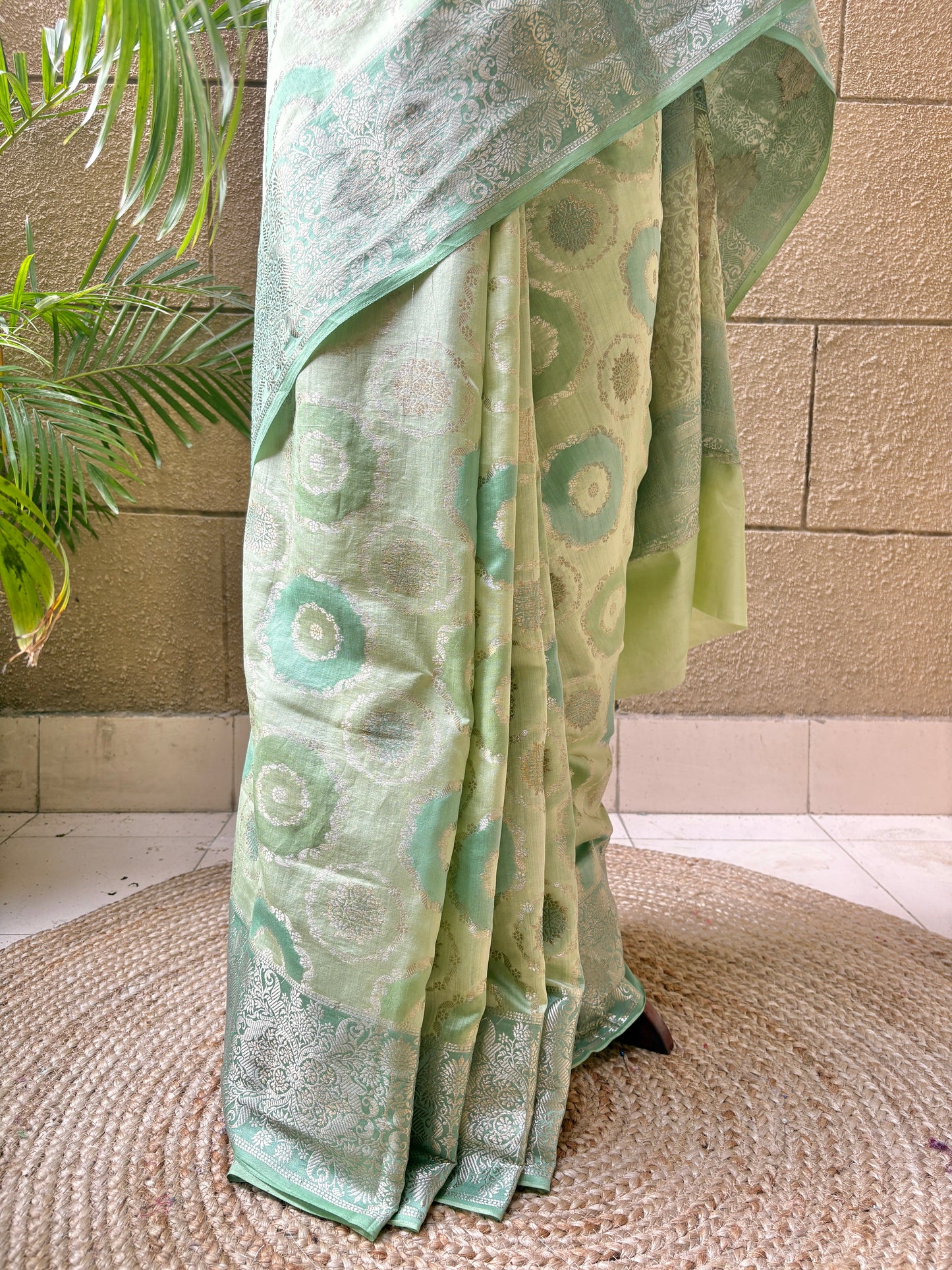 H/L Chiniya Rangkat Saree (Pastel Green)