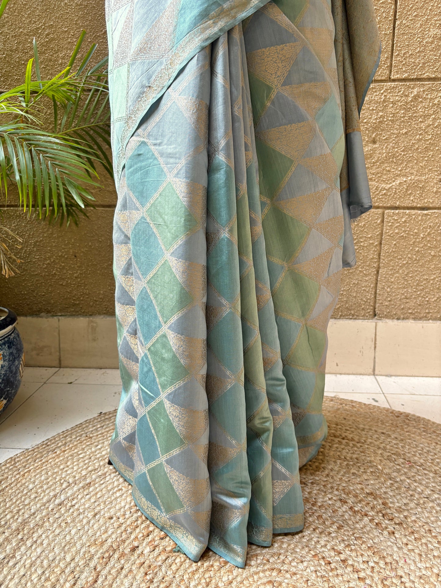 Shades of Blue Chiniya Silk Saree