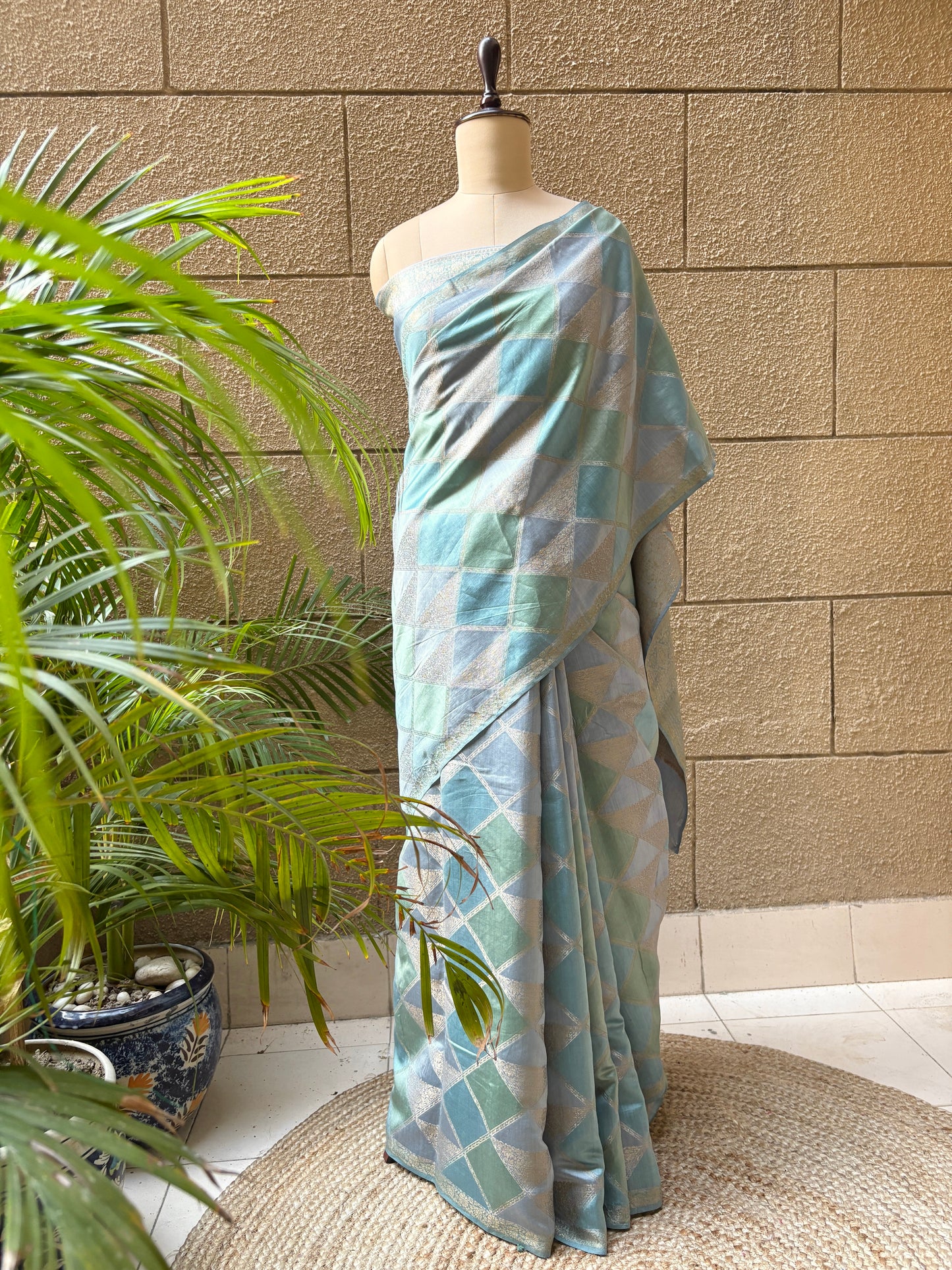 Shades of Blue Chiniya Silk Saree