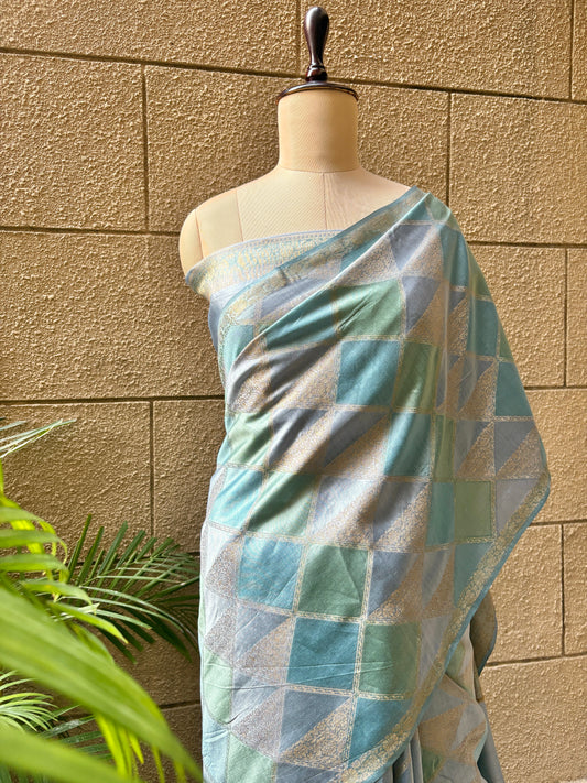 Shades of Blue Chiniya Silk Saree