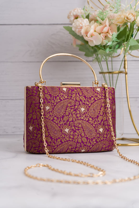 Naqshi Purple Jaal Clutch